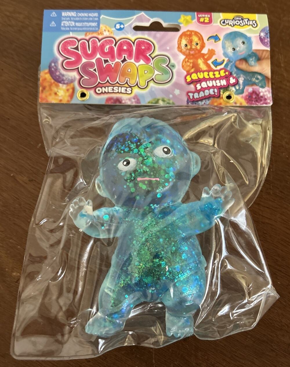 Sugar Swaps Baby Squishy Squeeze Toy Blue Glitter ORB Curiosities Brand New